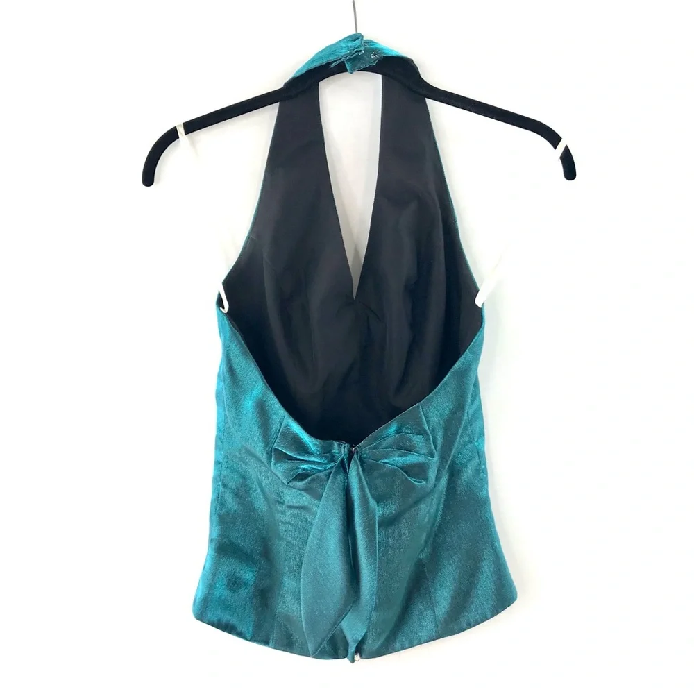 Eden Maids Teal Shimmer Two Piece Halter Maxi Dress Size 4
